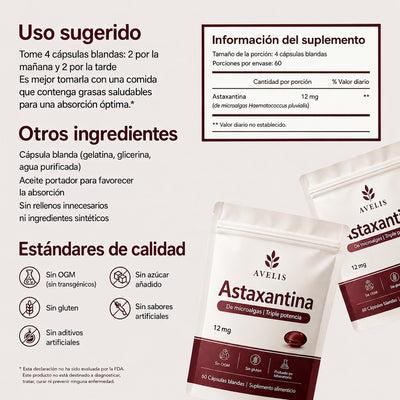 Avelis Astaxantina - 12mg Cápsulas blandas