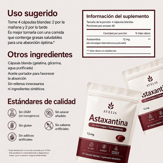 Avelis Astaxantina - 12mg Cápsulas blandas